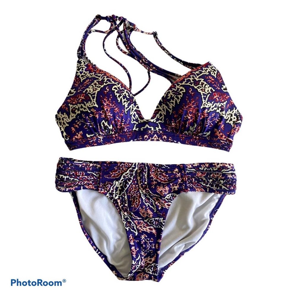 Athleta Purple Paisley Adjustable Bikini Set